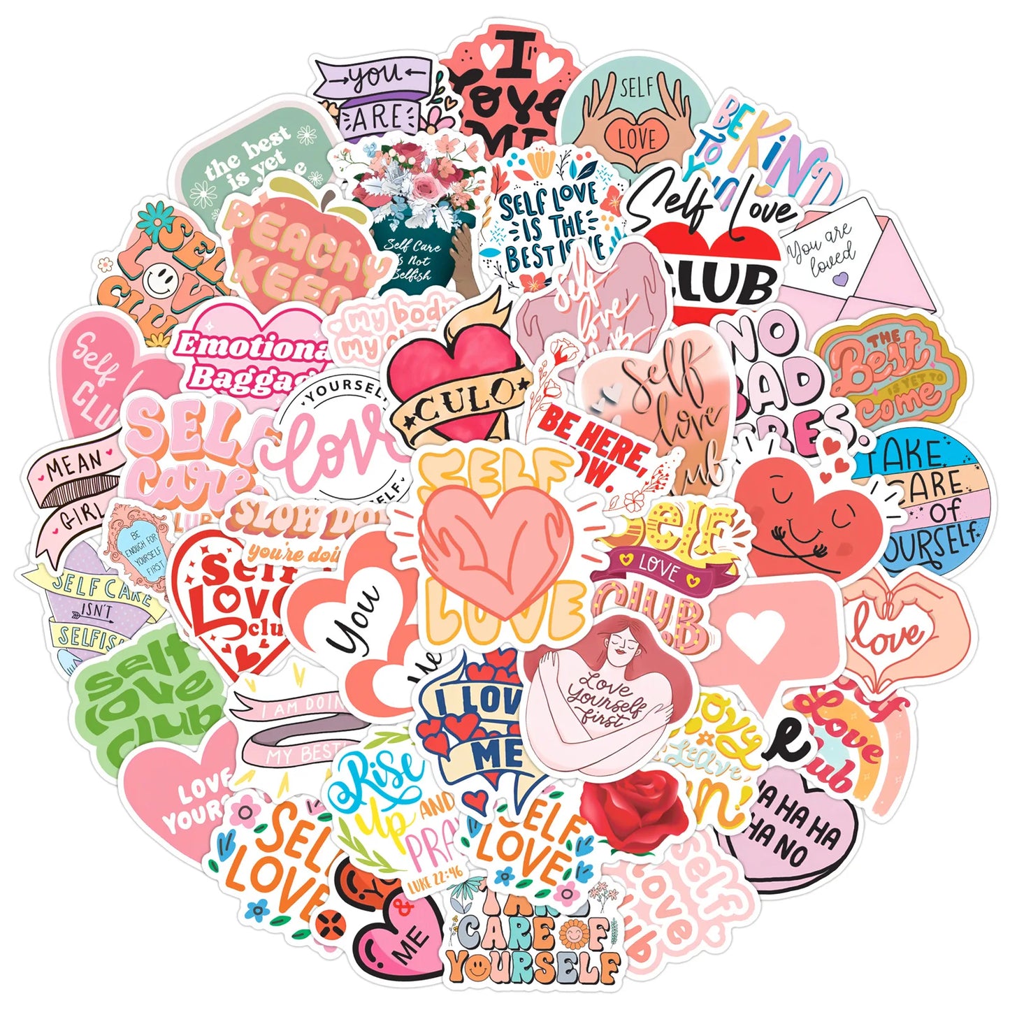 Self Care Stickers Pack: Self Love, DIY, Laptop, Guitar, Car, Bike, Skateboard Decals