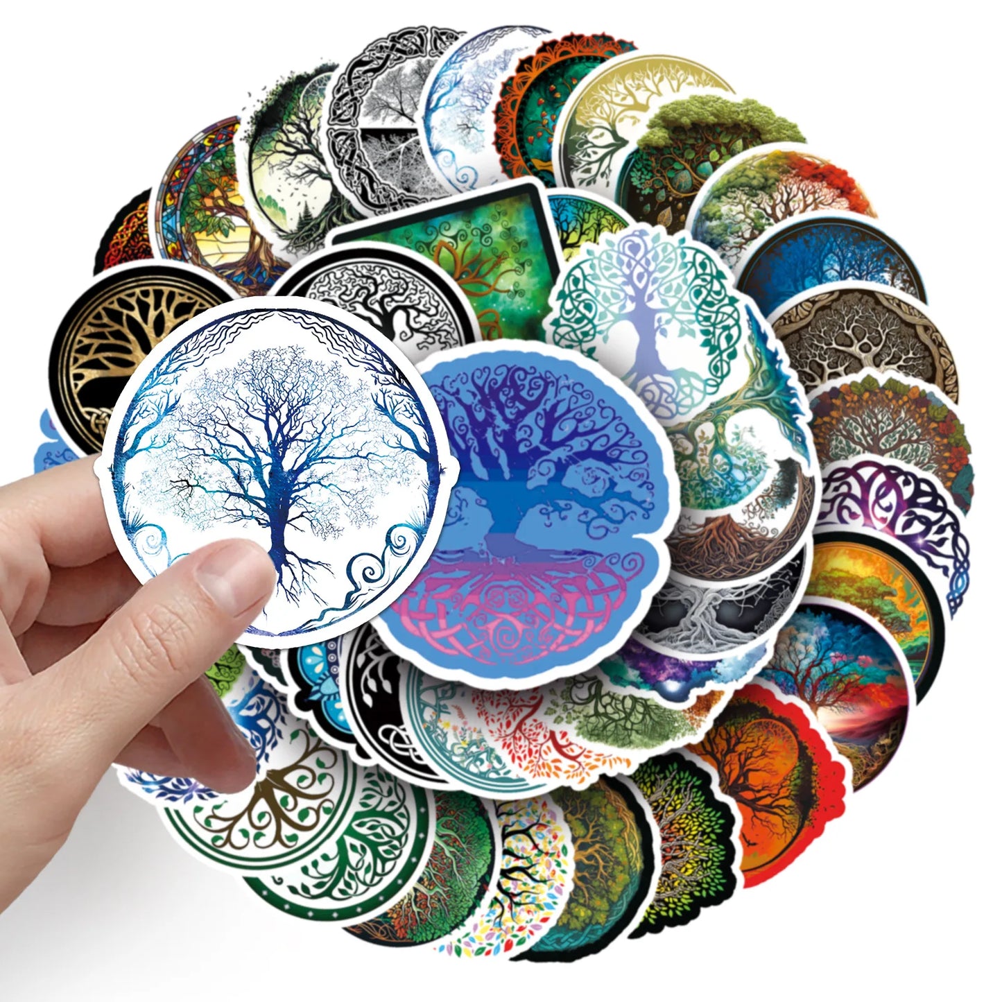 50/100Pcs INS Novelty Cute Kawaii Life Tree Series Stickers PVC Waterproof Stickers Decals For Kids Boys Girls Toys Gifts