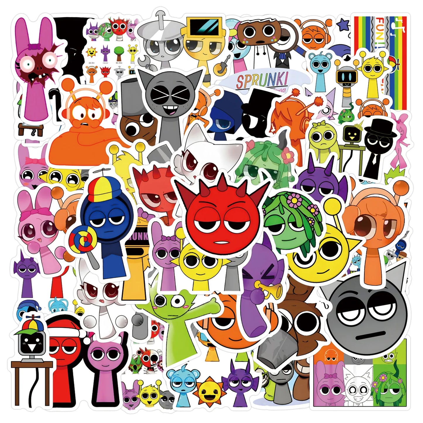 56Pcs Incredibox Sprunki Waterproof Stickers Decals