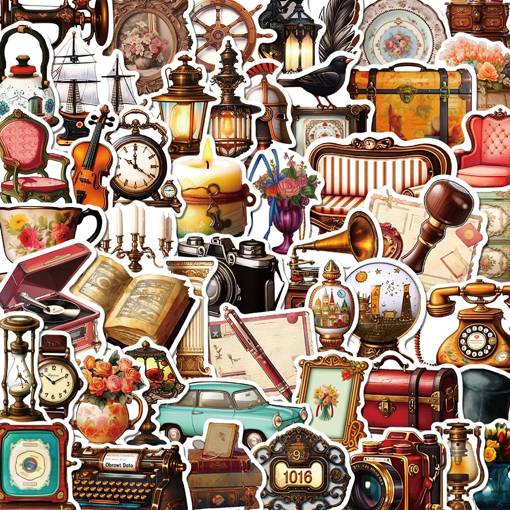Aesthetic Retro European Stickers for DIY Decor (10/25/50pcs)