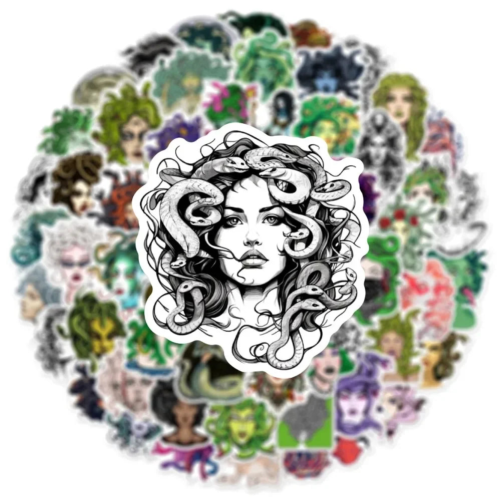 10/50Pcs Cartoon Snaker Medusa Stickers for Car Suitcase Skateboard Guitar Laptop Phone Decor Graffiti Waterproof Sticker Toys