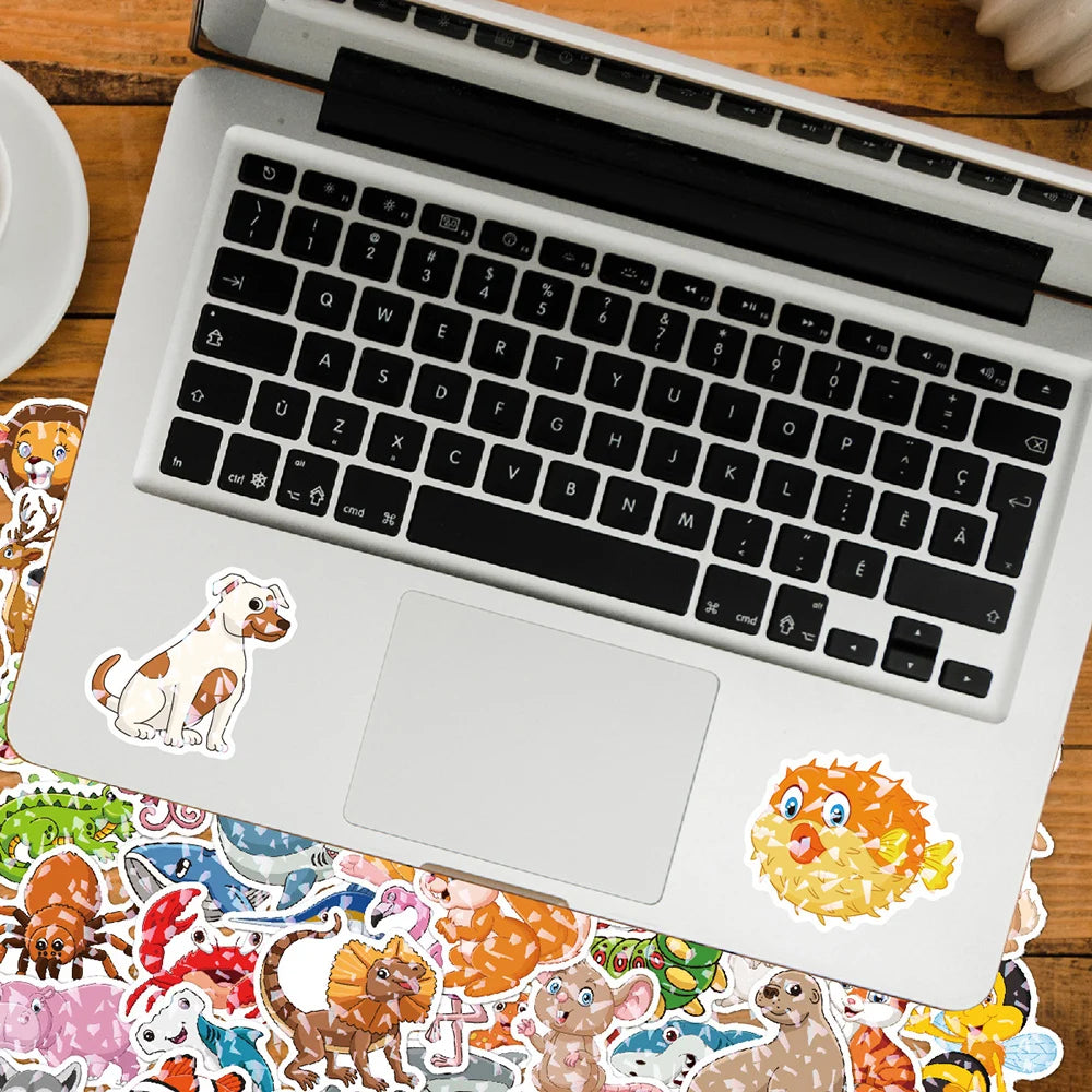 10/30/50/100PCS Cool Holographic Kawaii Animal Stickers Scrapbook Suitcase Phone Laptop Bike Guitar DIY Waterproof Toys Decals