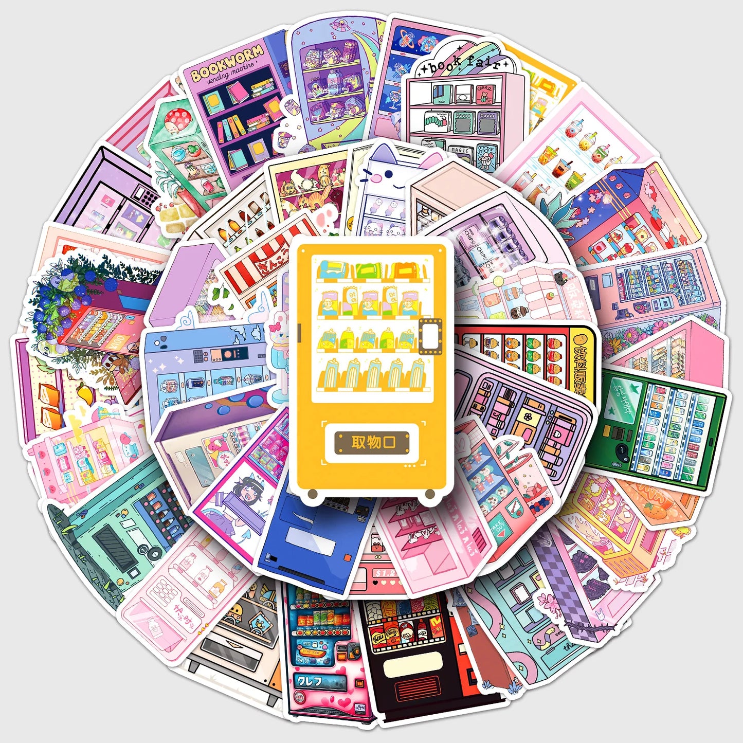 50Pcs Cartoon Waterproof Vinyl Stickers for Vending Machines, Skateboards, Snowboards, Home Decor