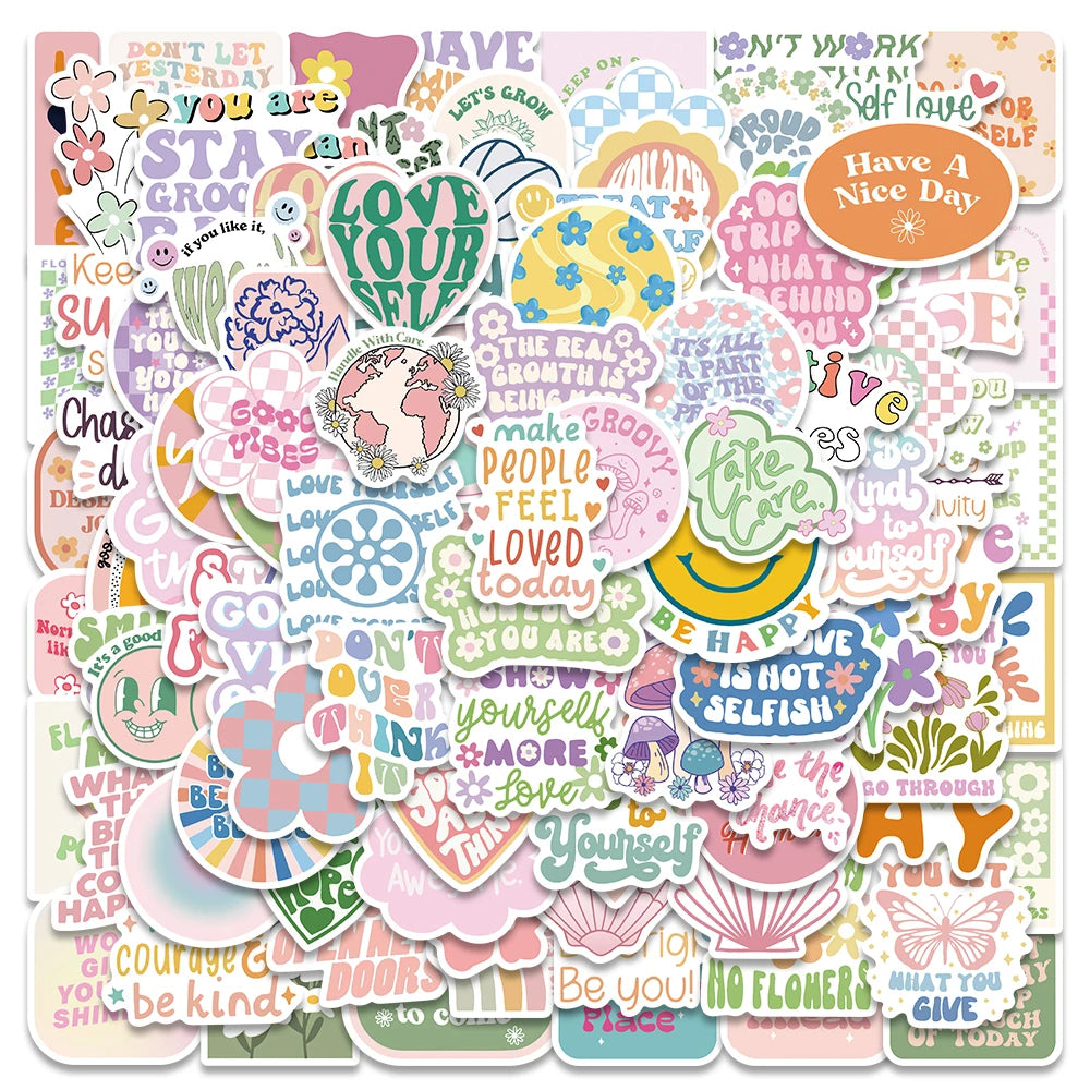 Danish Pastel Aesthetic VSCO Stickers - 50/100pcs Waterproof PVC for Laptop, Phone, Skateboard, Luggage, Kids Toys
