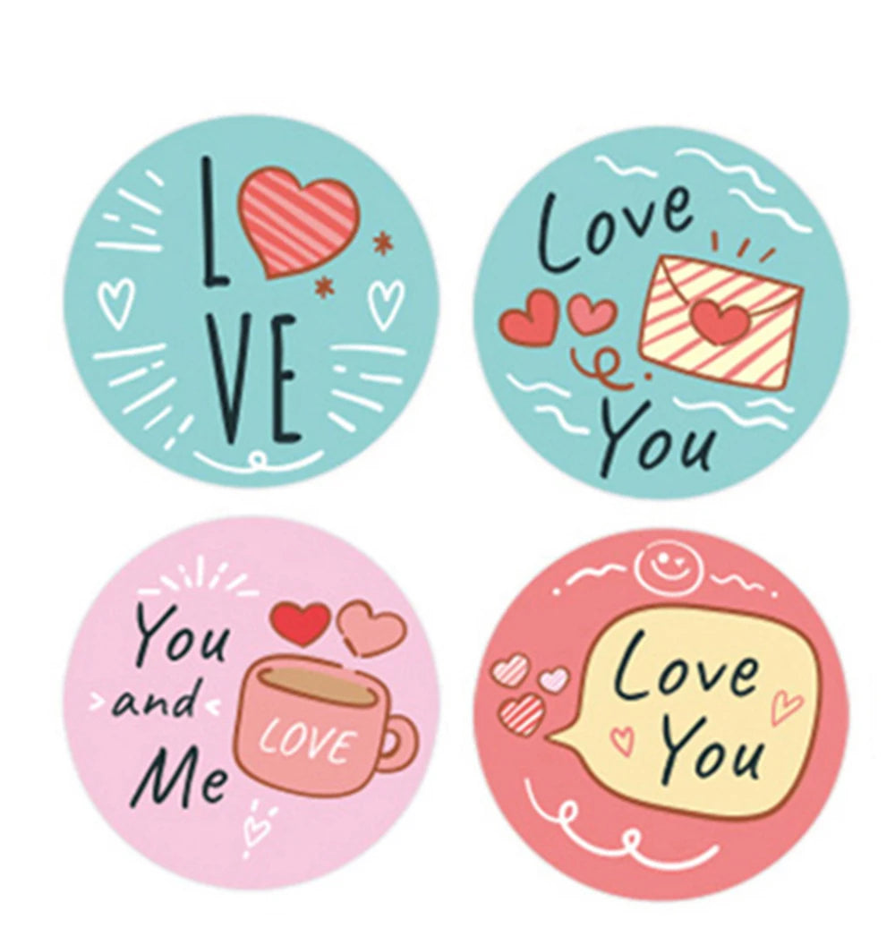 100-500pcs New Cartoon I LOVE YOU Love Valentine Day Sticker Wedding Gift Packaging Labels Love Scrapbooking Diy Label Stickers