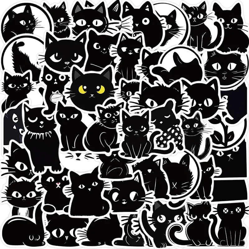Kawaii Black Cat Stickers for Kids Scrapbooking 10/30/50PCS
