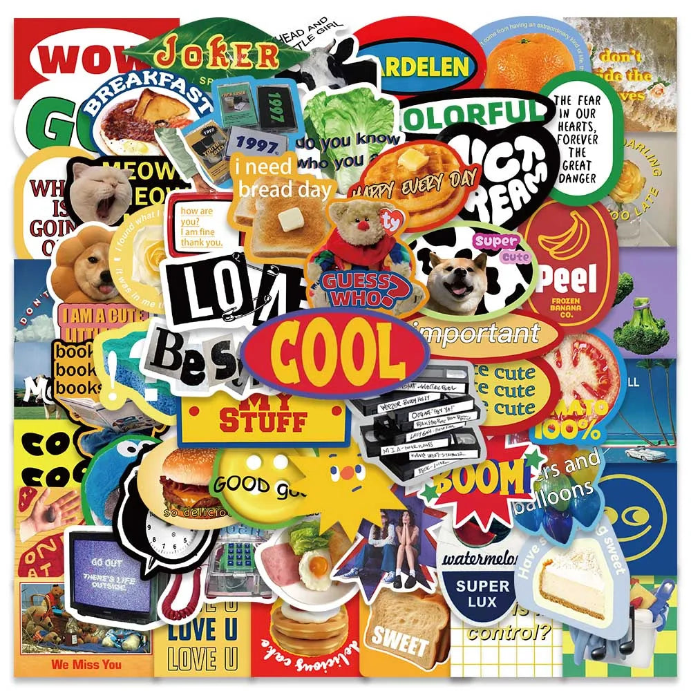 60PCS Aesthetic Retro Label Stickers for Diary, Fridge, Notebook, Phone, Waterproof Bottles