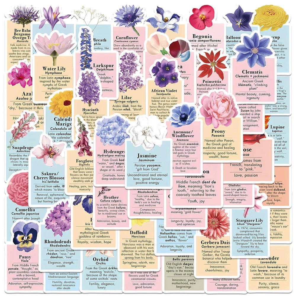 Pink Flower Phrase Stickers for Laptop Phone Fridge Stationery Decor