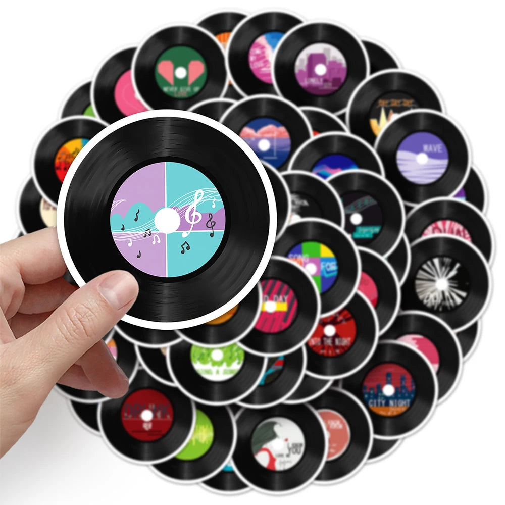 10/30/50pcs Cool Music Record Band Stickers Waterproof Cartoon Decals Laptop Notebook Motorcycle Car Decoration Sticker Kids Toy