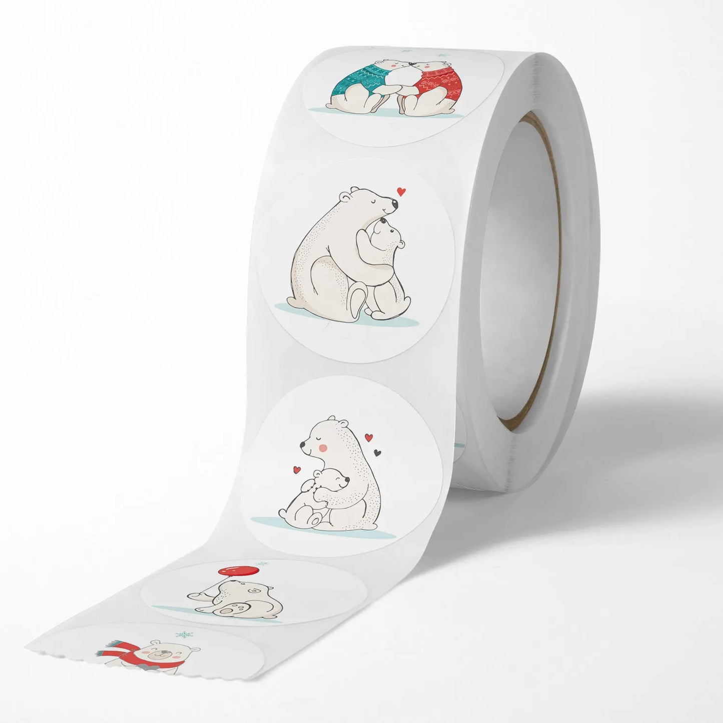 100-500 Pcs Round Cute Animal Polar Bear Party Adhesive Diy Seal Stickers Decorative Album Diary Cartoon Kawaii Label Decor