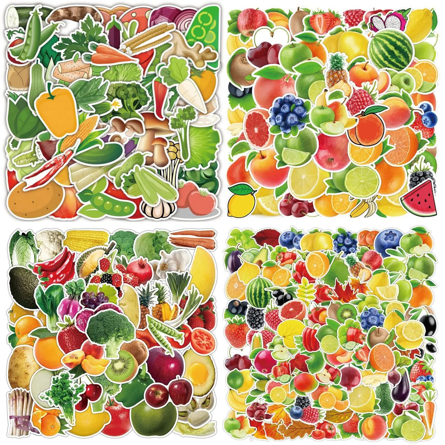 50pcs Creative Vegetable & Fruit Stickers for Luggage, Laptop, Phone, Kids' Reward, Decorative Toys