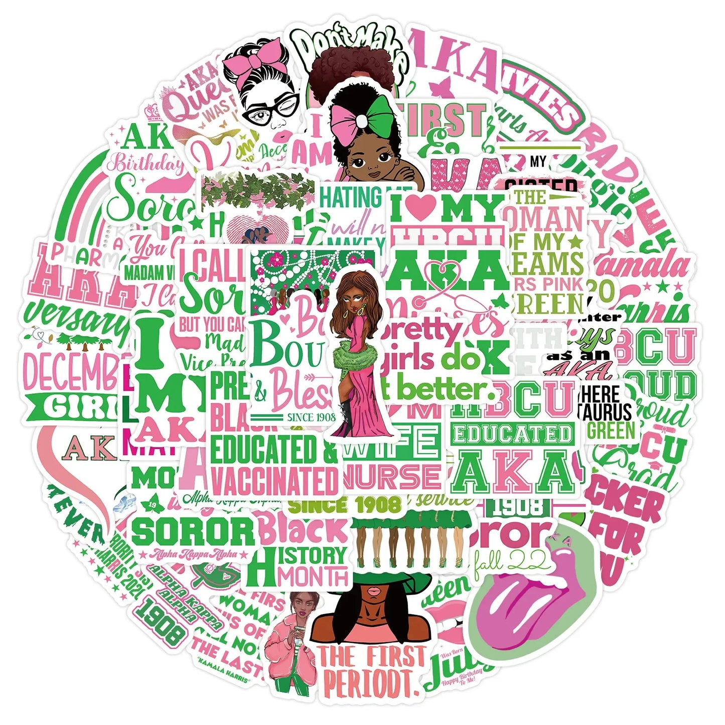 Sorority Cartoon Stickers for Phone Laptop Luggage Skateboard - 10/30/60PCS