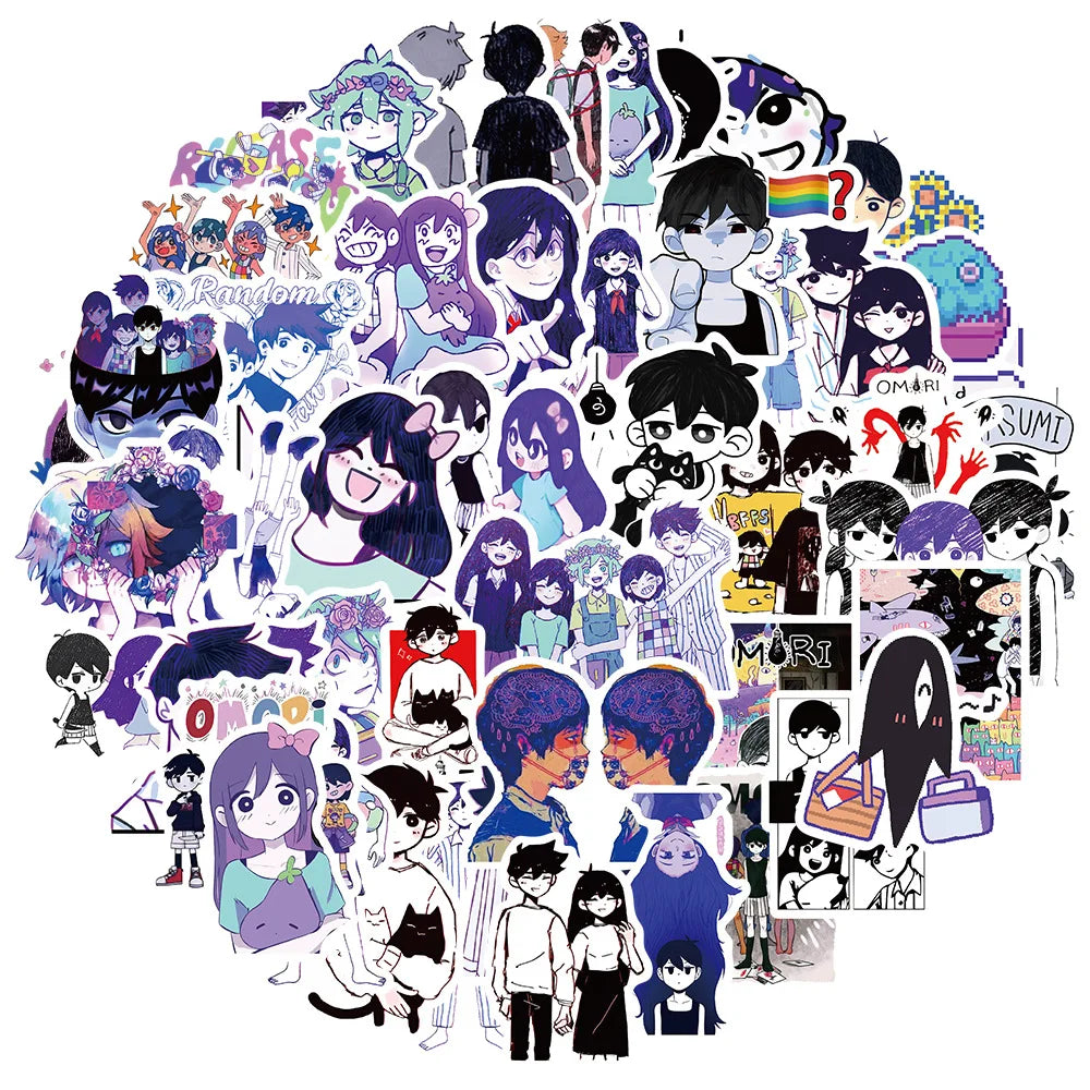 Omori Stickers 10/30/50Pcs for Suitcase, Skateboard, Laptop, Luggage, Phone, DIY Decal