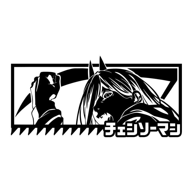 Japanese Anime Stickers External Accessories Decoration Window Bumper Chainsaw Man For Car Stickers PVC Vinyl Decals
