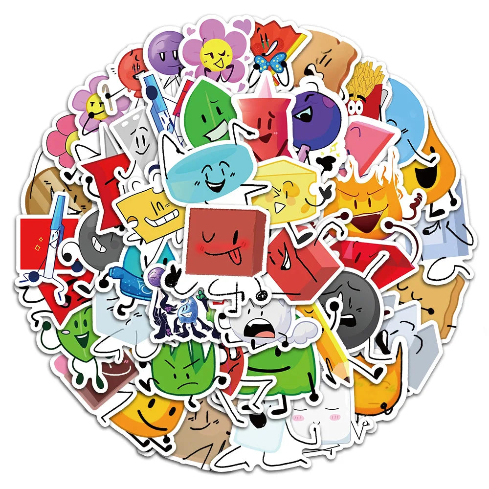 Battle for Dream Island Stickers - Cartoon Decals for Luggage, Laptop, Phone, Guitar, Car, Bike, Skateboard