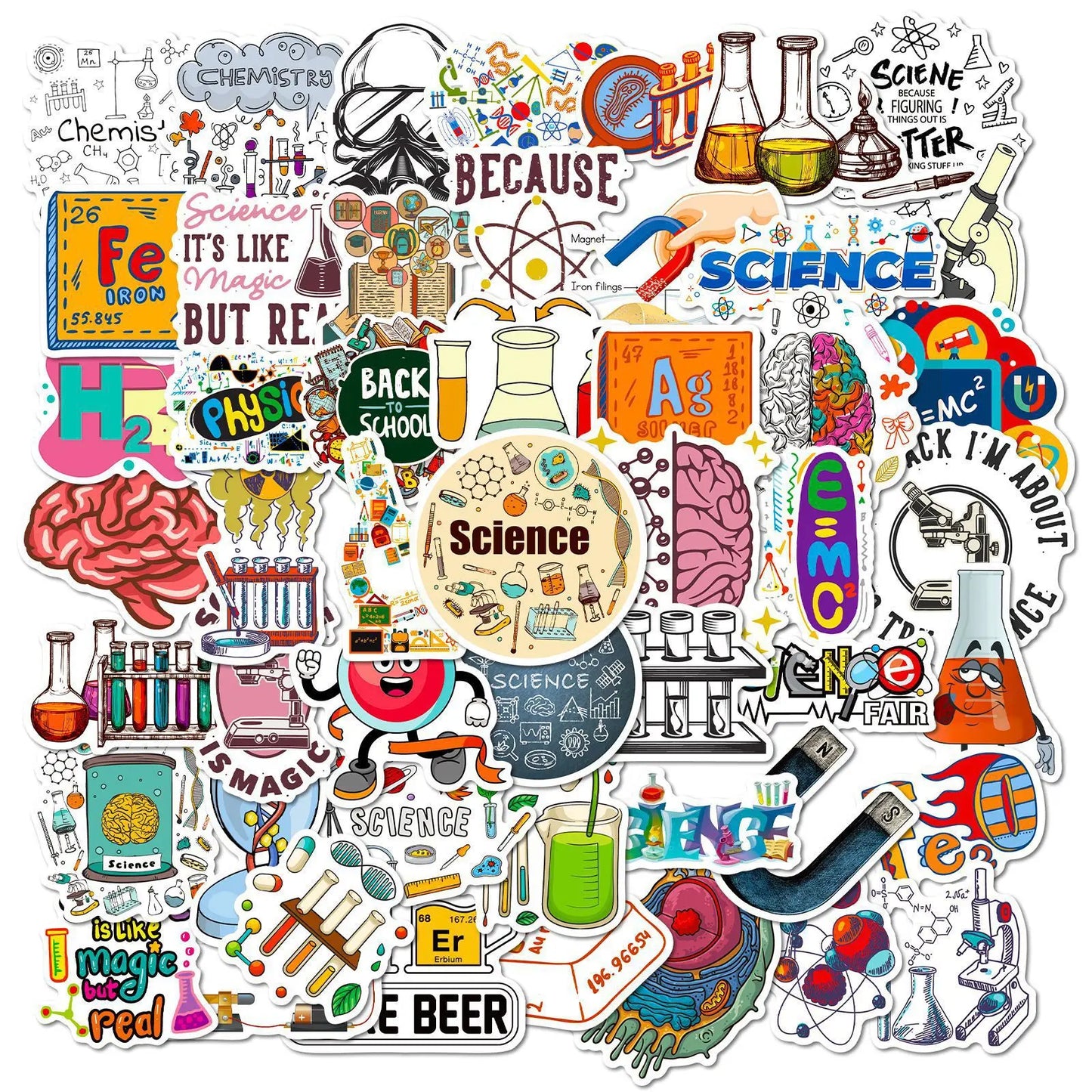 50pcs Science Lab Graffiti Stickers for Helmet, Wall, Desktop Decoration