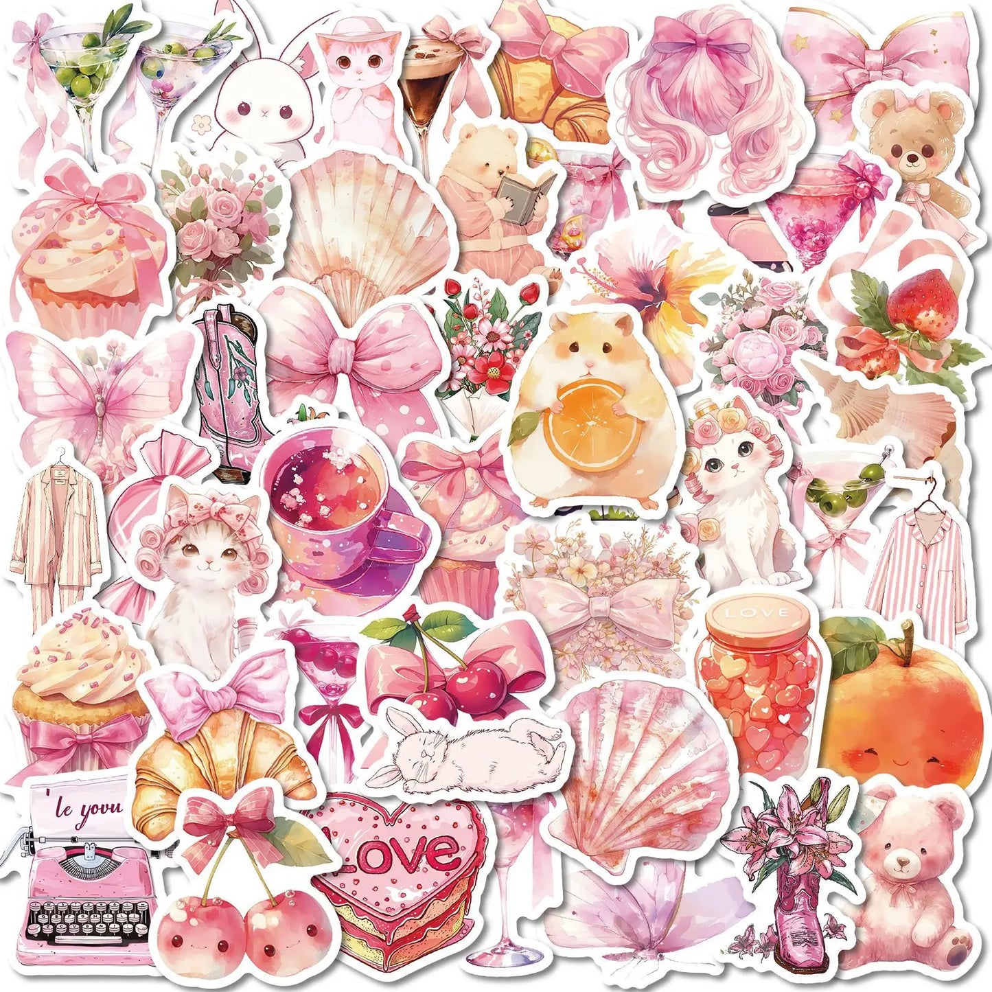 50pcs Cute Cat Stickers for Helmet, Wall, DIY Decoration