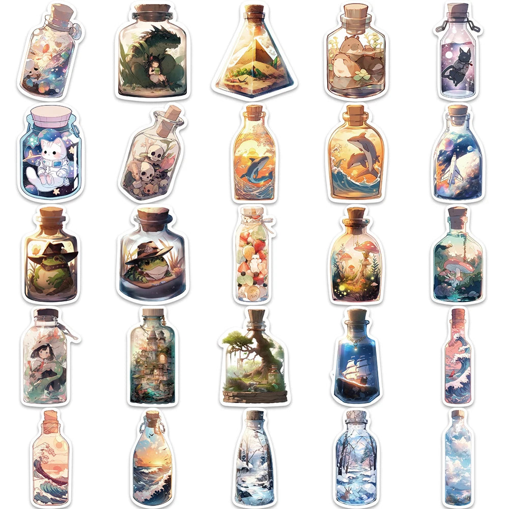 10/30/50PCS The Big World in a Bottle Aesthetic Animal Cute Stickers Cartoon Decals Toys Scrapbook Phone Laptop Car Sticker Gift