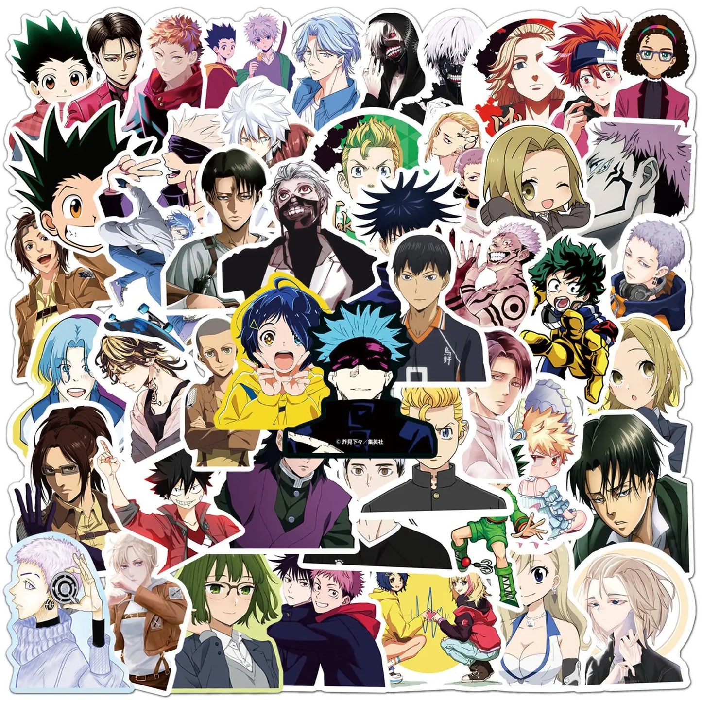 50pcs Anime Character Stickers for Helmets, Walls, DIY Decor