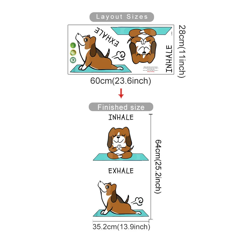 Cute Animal Yoga Wall Stickers for Kids Room Decor