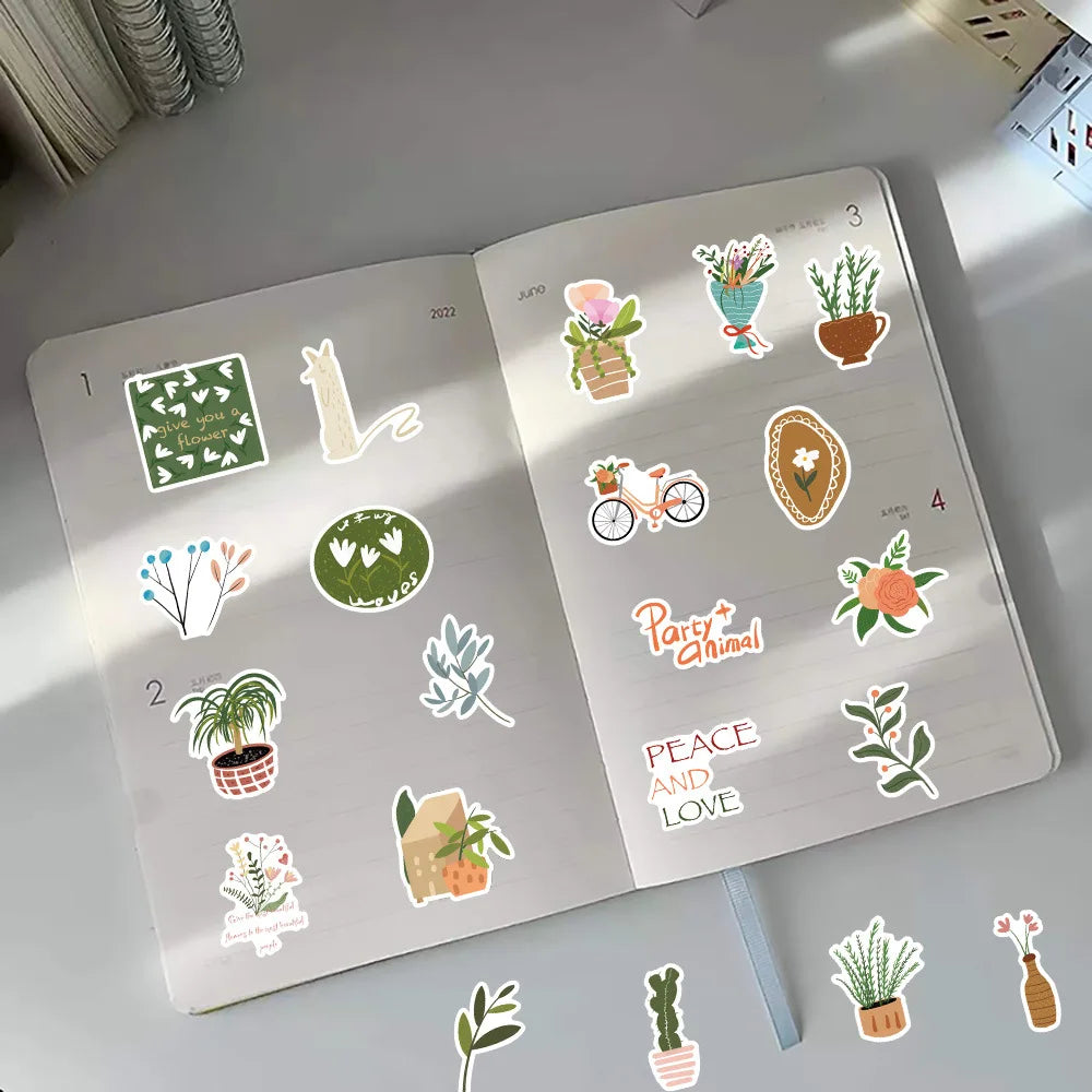 10/60Pcs Vintage Art Bohemia Stickers Retro Boho Cartoon Vinyl Decals Laptop Phone Car Scrapbooking Notebook Sticker Kid Toy