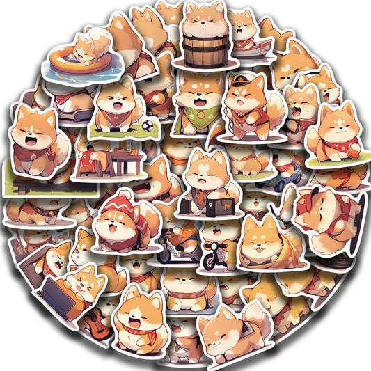 52Pcs Waterproof Puppy Stickers for Car, Luggage, Guitar