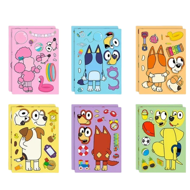 Bluey Cartoon Dog Puzzle Stickers Kids DIY Educational Toy Gift