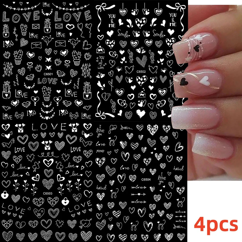 3D Hawaiian Flower Nail Stickers - Tropical Pink & White