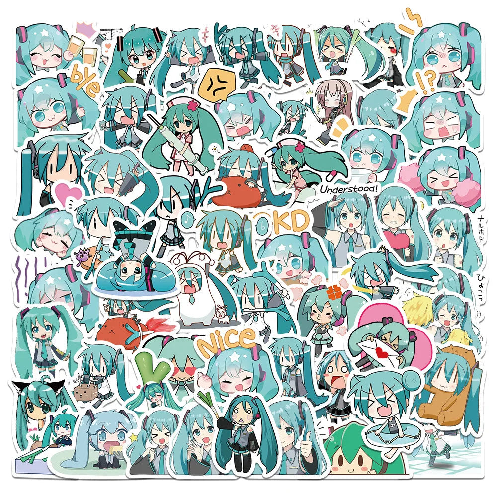 Hatsune Miku Sticker Pack - Waterproof, Kawaii, Cute Laptop Skin