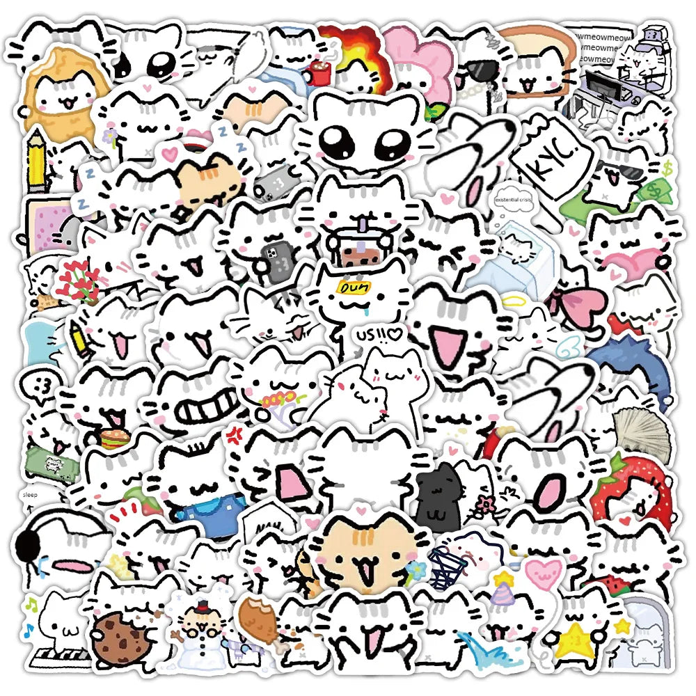 Cute Cat Stickers Pack: Laptop, Phone, Car, Bike Decals