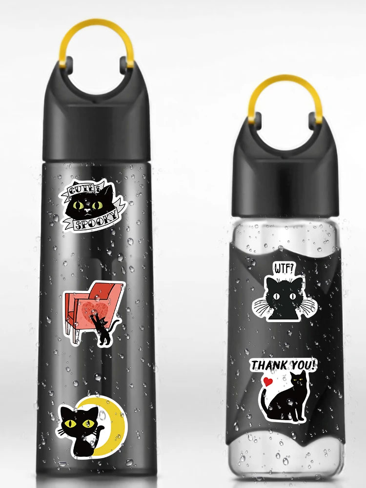 50/100pcs Cute Cartoon Black Cat Animal Stickers For Kids Waterproof Graffiti Phone Guitar Water Bottle Laptop Decals