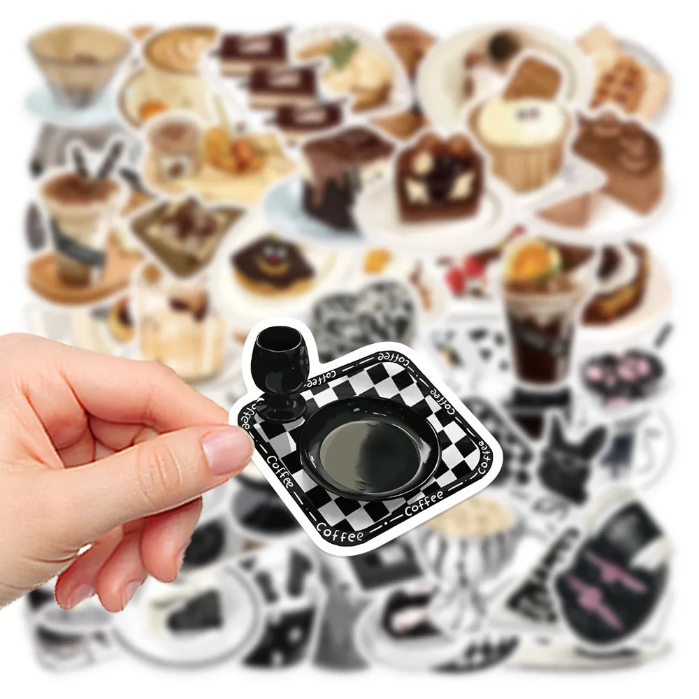 10/30/50PCS Kawaii Food Dessert Coffee Stickers Ins Style Cartoon Decals Decoration DIY Skateboard Laptop Phone Guitar Bike Car