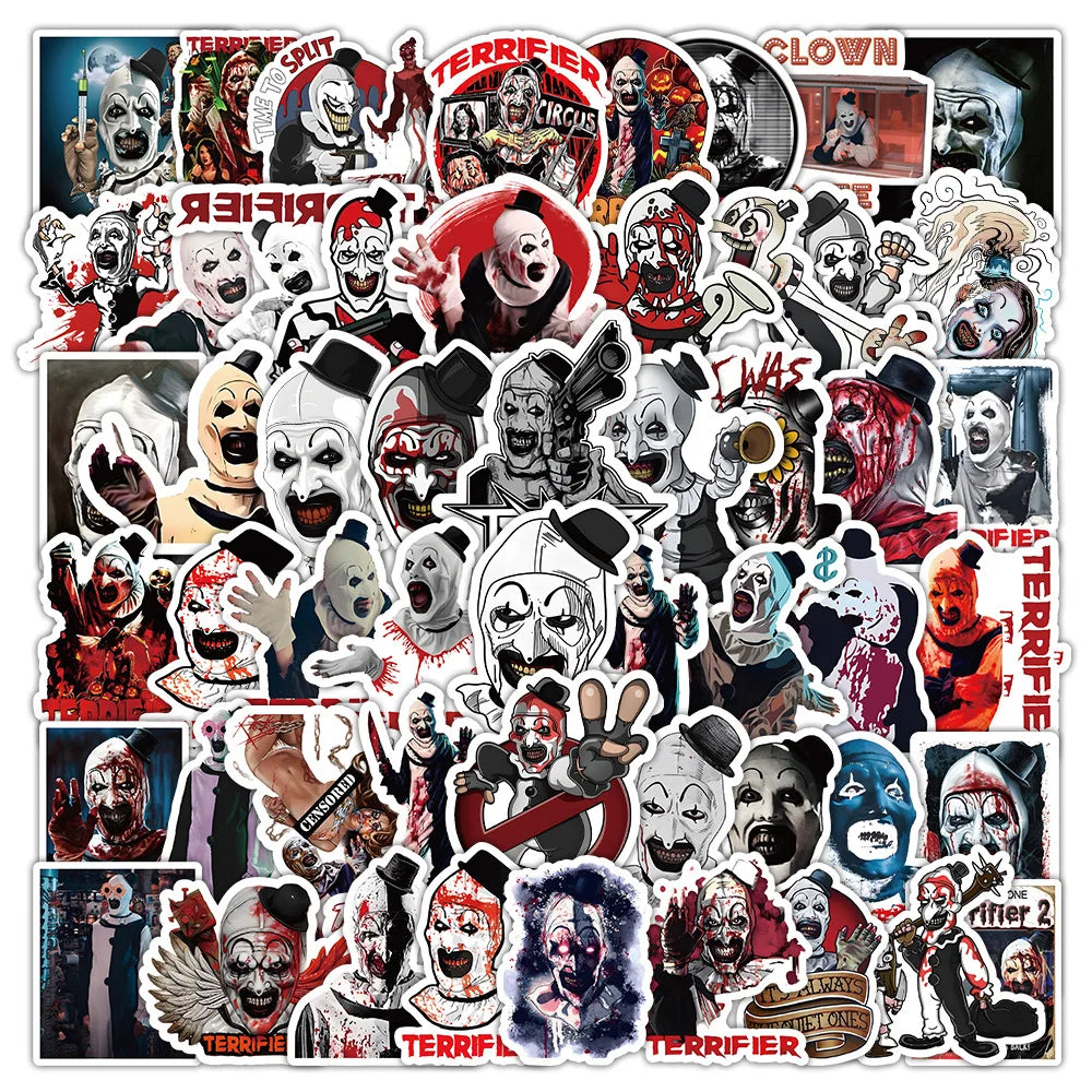 Terrifier Stickers 10/30/53PCS Horror Movie Decals for Laptop, Phone, Guitar, Car, Bike, Skateboard