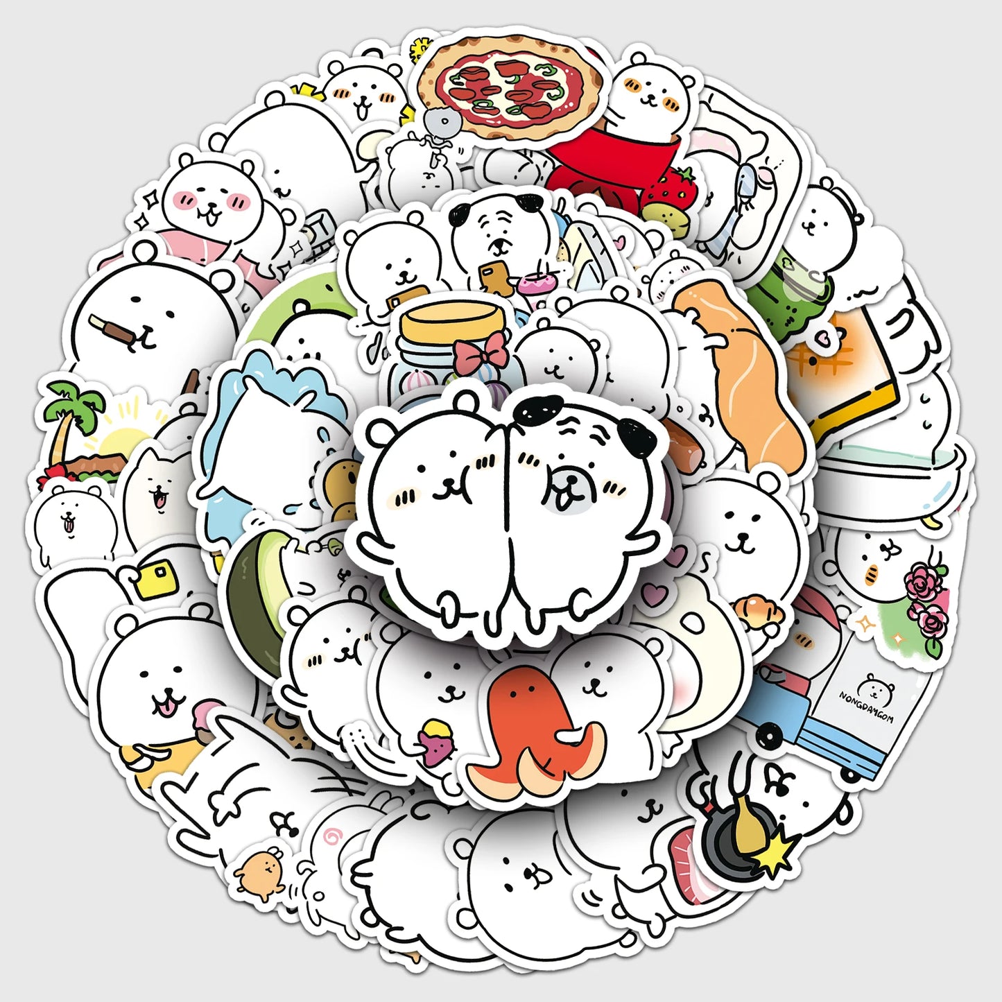 50Pcs Cute Bear Cartoon Waterproof Vinyl Stickers for Skateboard Snowboard Decals