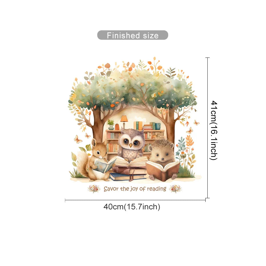 Cartoon Animal Reading Wall Stickers for Kids Room Decor