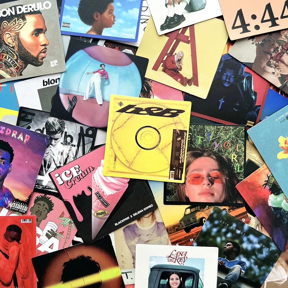 Vintage Cartoon Music Album Cover Stickers - 10/50Pcs for Phone, Laptop, Guitar, Party Decor