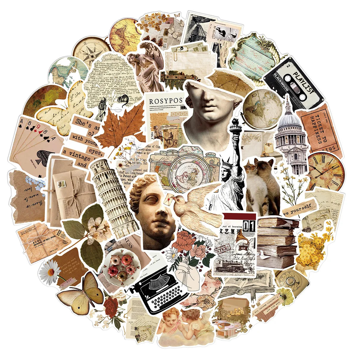 Retro Renaissance Art Stickers for Laptop, Water Bottle, Phone, Skateboard, Scrapbooking