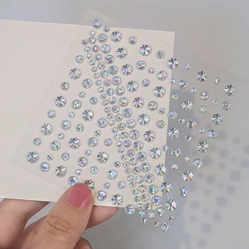 Star Rhinestone Face Decal: Butterfly & Floral Design