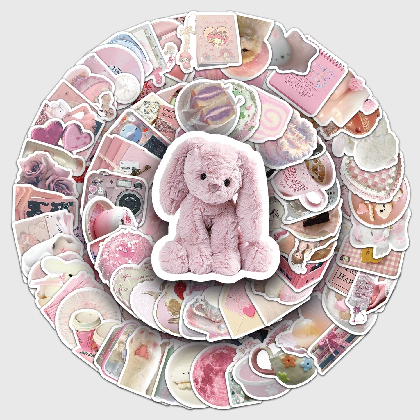103Pcs Pink Cartoon Waterproof Vinyl Stickers for Skateboard Snowboard