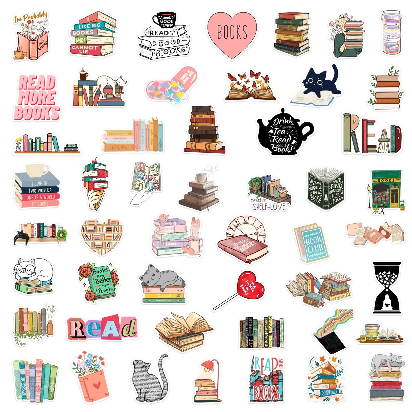 10/50/100pcs Mix Kawaii Smut Bookish Dark Romance Reading Book Stickers Aesthetic DIY Scrapbooking Notebook Laptop Phone Sticker