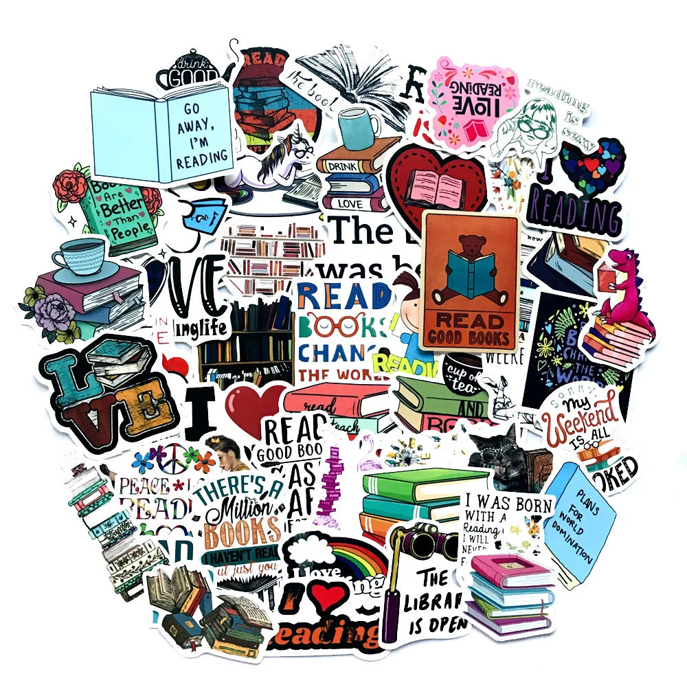 50/100PCS/SET I love reading Vinyl Decal Stickers Premium Waterproof Die Cut Matte Sticker Best Friend Gifts