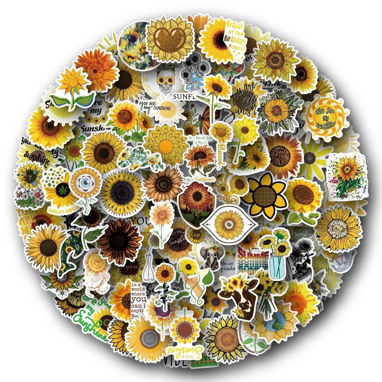 100pcs Cartoon Plant Flower Stickers for Scrapbook, Laptop, Phone, Car, Kids Toys