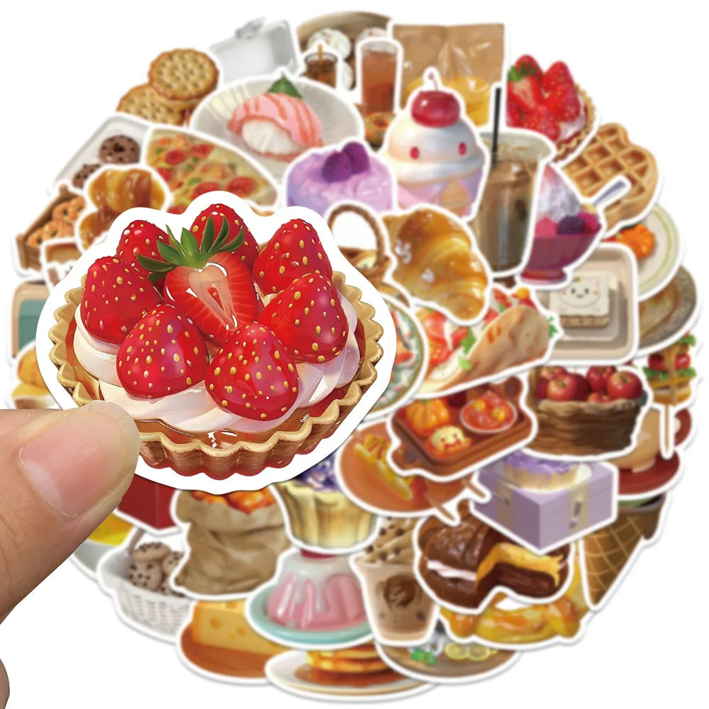 Kawaii Food Stickers 10/30/50pcs Cartoon DIY Scrapbook Phone Bike Skateboard Waterproof