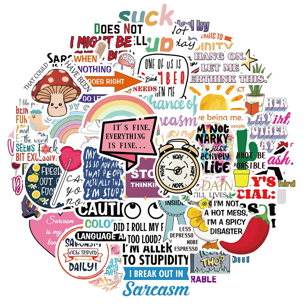 Sarcastic Ridicule Stickers for Suitcase, Skateboard, Laptop, Phone - 10/30/50Pcs Decal Set