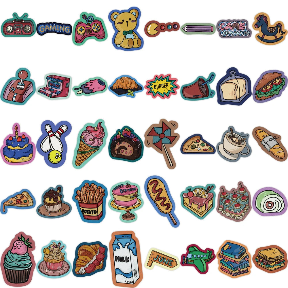 10/40/80pcs American Retro Carnival Stickers Decals Cartoon Graffiti DIY Notebook Luggage Wall Decoration PVC Sticker