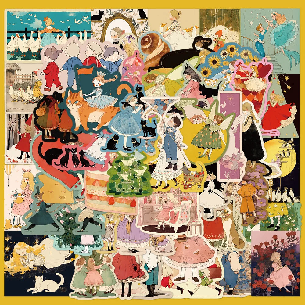 50pcs Fairy Tale Graffiti Stickers for Helmet, Desktop, Wall Decoration