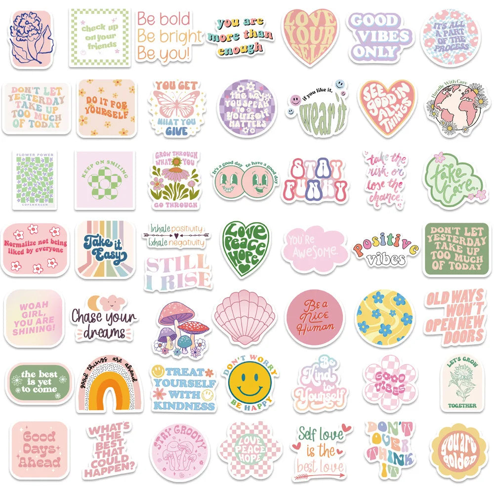 10/30/50/100PCS Cute Girls Danish Pink Inspirational Stickers Ins Cartoon Decal Toy DIY Phone Motorcycle Bike Guitar Car Sticker