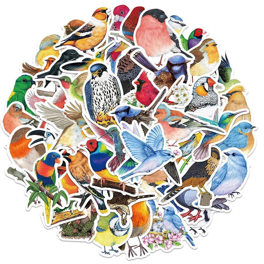 Watercolor Bird Cartoon Stickers 10/30/50PCS for Laptop, Skateboard, Suitcase, Guitar