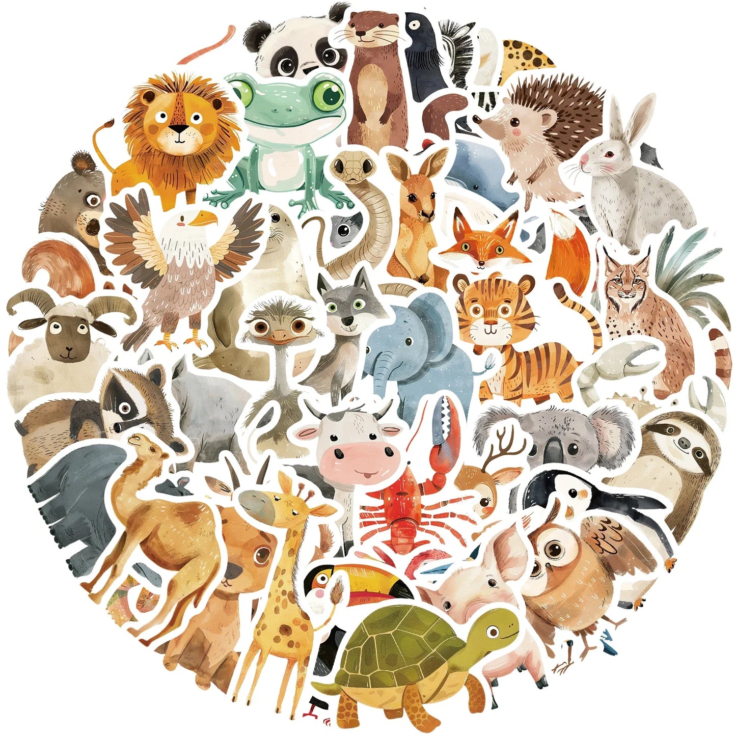 50pcs Cute Animal Stickers for Kids - Aesthetic Decals for Luggage, Skateboards, Graffiti
