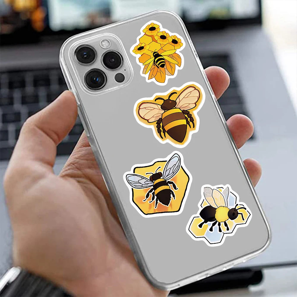 10/30/50PCS Kawaii Bee Cartoon Stickers Cute Decals Toys Decoration DIY Skateboard Phone Notebook fridge Cute Sticker For Kids